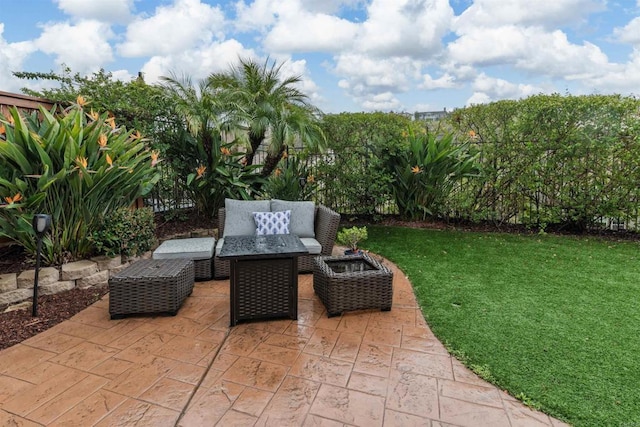 view of patio featuring an outdoor living space