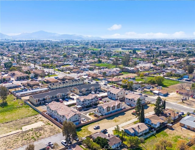 drone / aerial view with a mountain view