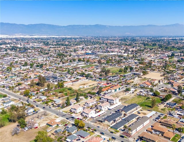 drone / aerial view featuring a mountain view and a residential view