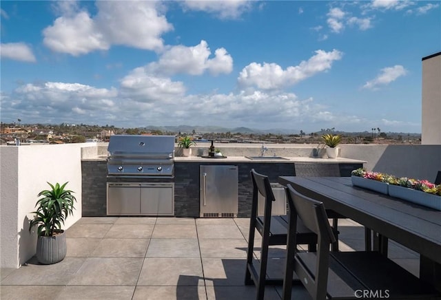 view of patio / terrace featuring grilling area, outdoor dining space, and exterior kitchen