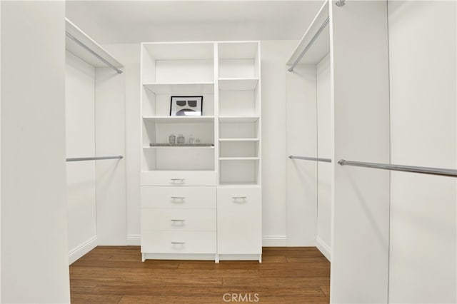 spacious closet with wood finished floors