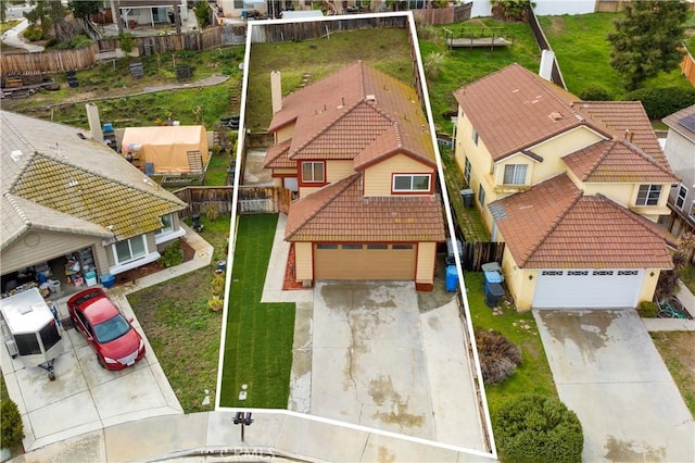 bird's eye view with a residential view