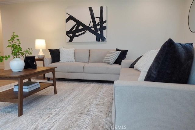 living area with wood finished floors