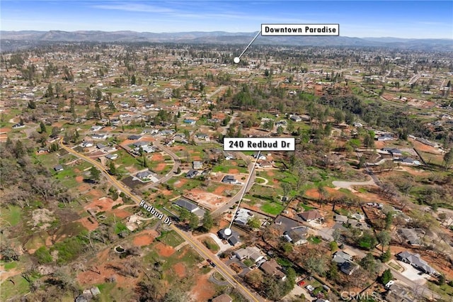 aerial view with a mountain view