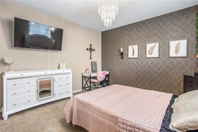 1007 Violet Ct, Calimesa, CA 92320 - bedroom featuring carpet floors, baseboards, and a chandelier