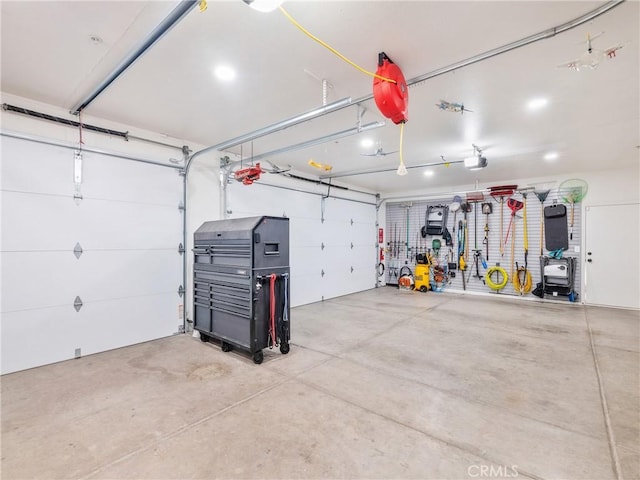 garage with a garage door opener