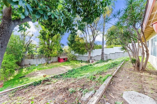 view of yard with a fenced backyard