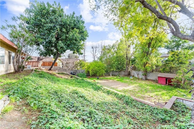 view of yard with a fenced backyard