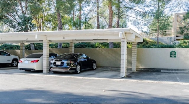 view of covered parking lot