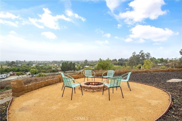 38680 Mesa Rd, Temecula, CA 92592 - view of patio with a fire pit
