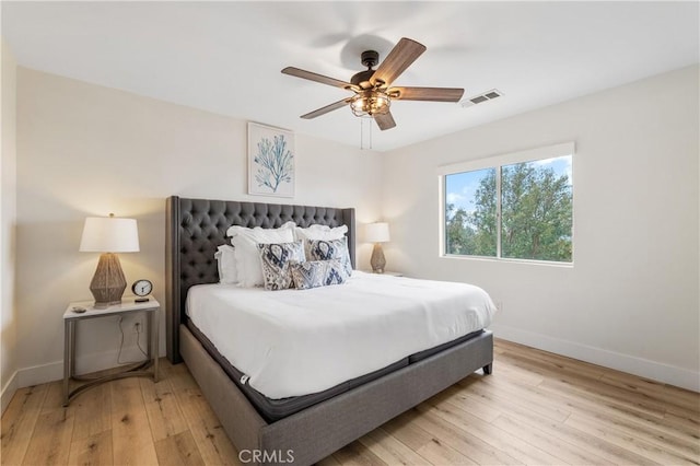 38680 Mesa Rd, Temecula, CA 92592 - bedroom with baseboards, light wood-style floors, and ceiling fan
