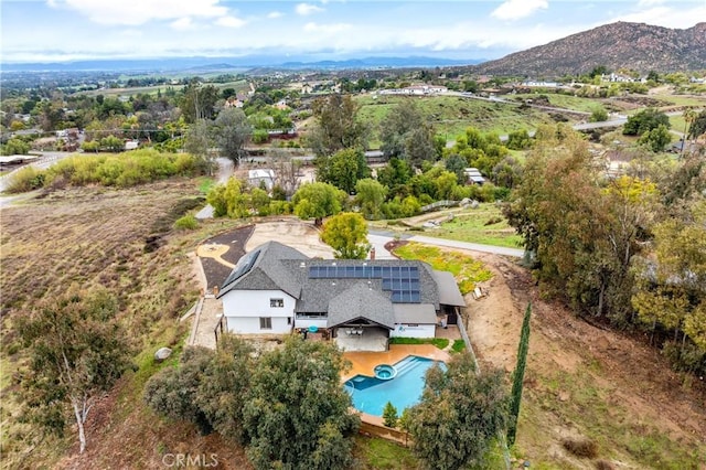 38680 Mesa Rd, Temecula, CA 92592 - view from above of property featuring a mountain backdrop and a pool area