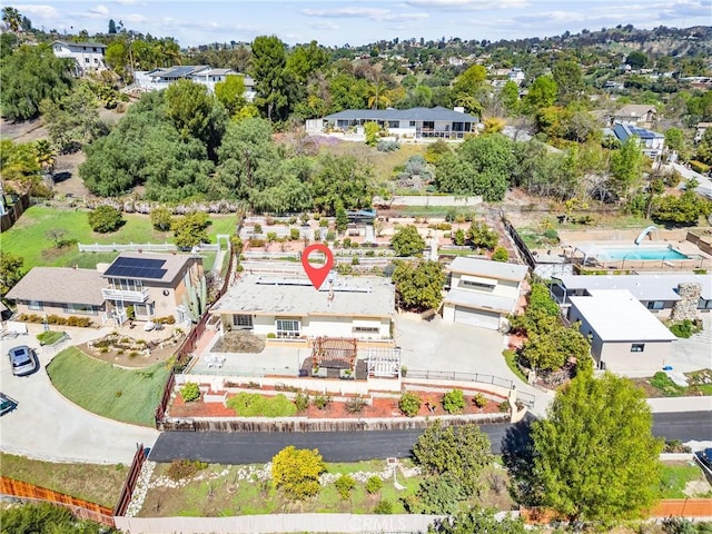 bird's eye view with a residential view