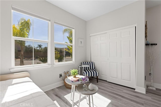 sitting room featuring baseboards and wood finished floors