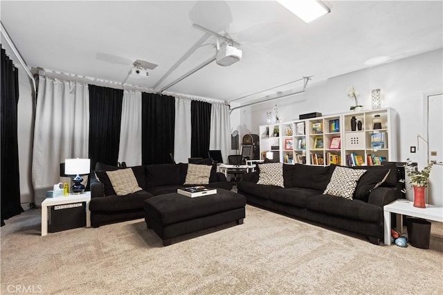 living room with carpet floors