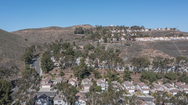 aerial view featuring a residential view and a mountain view