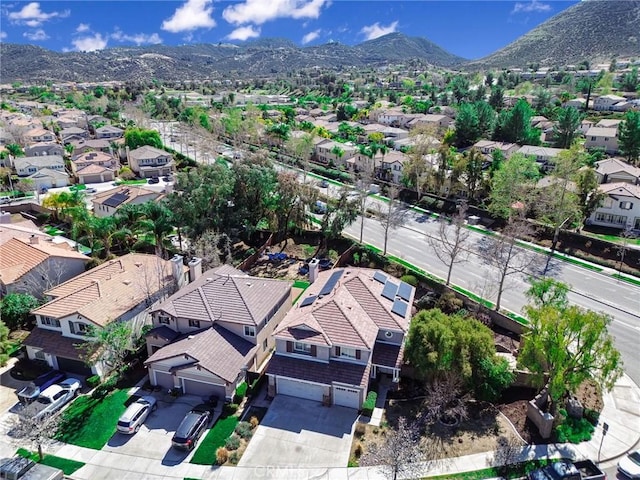 bird's eye view with a mountain view and a residential view