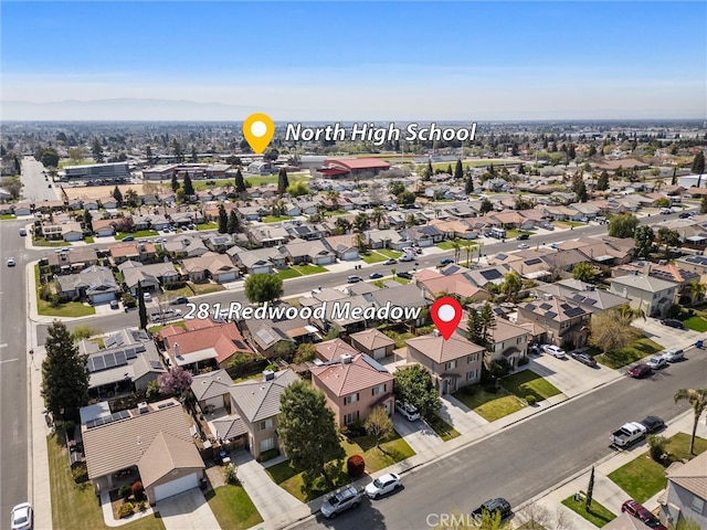 aerial view with a residential view