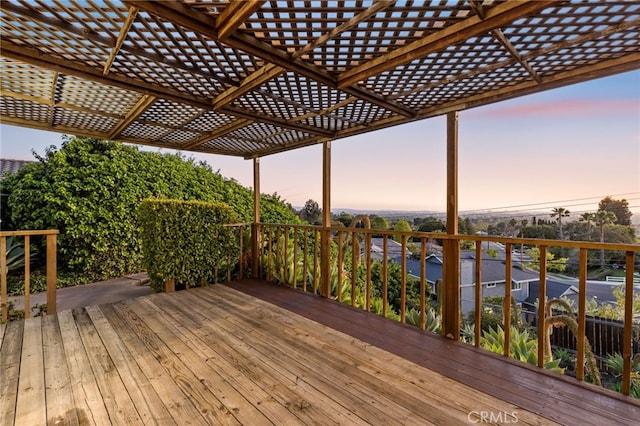 wooden terrace with a pergola