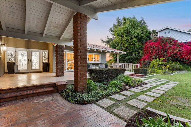 view of patio / terrace featuring french doors