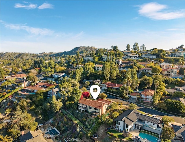 drone / aerial view with a residential view