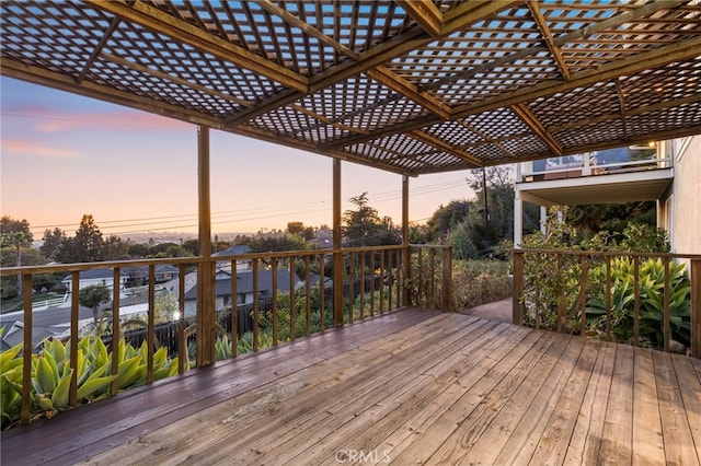 wooden terrace with a pergola