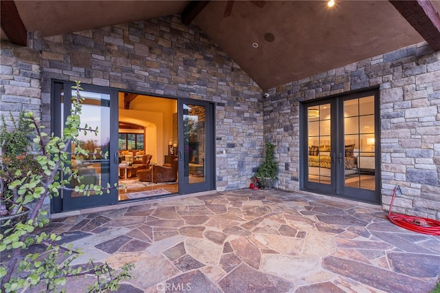 3221 Integrity Way, Fallbrook, CA 92028 - doorway to property featuring french doors and stone siding