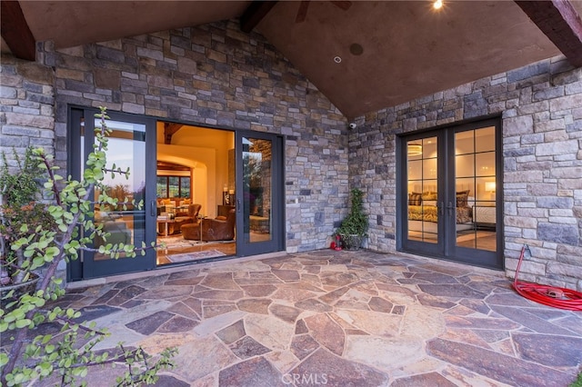 3221 Integrity Way, Fallbrook, CA 92028 - doorway to property with french doors and stone siding