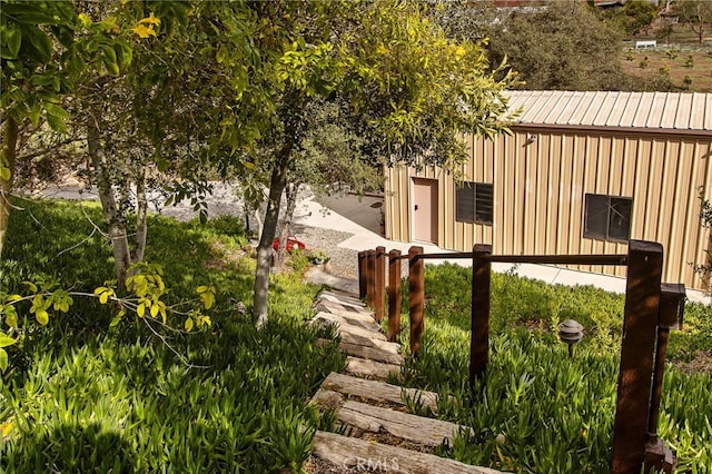 view of side of property featuring board and batten siding