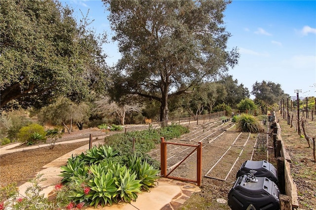 view of yard featuring a garden and fence