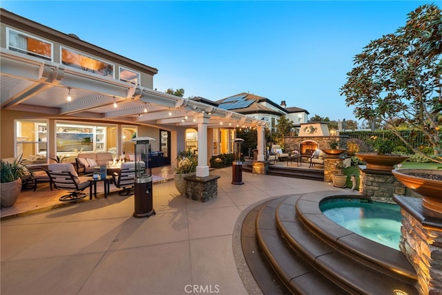 10 Corte Vizcaya, San Clemente, CA 92673 - view of pool with a pergola, an outdoor hangout area, a patio, and an in-ground hot tub