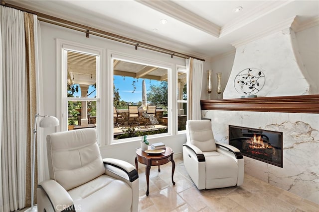 10 Corte Vizcaya, San Clemente, CA 92673 - sitting room with ornamental molding and a fireplace