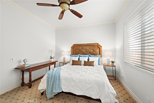 10 Corte Vizcaya, San Clemente, CA 92673 - bedroom featuring ornamental molding, light colored carpet, baseboards, and ceiling fan