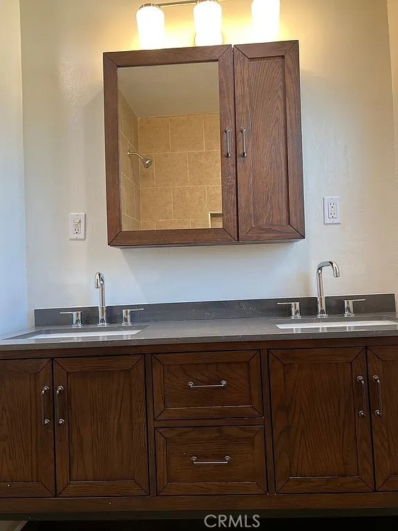 full bathroom featuring a sink and double vanity