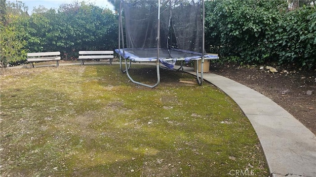 view of yard featuring a trampoline