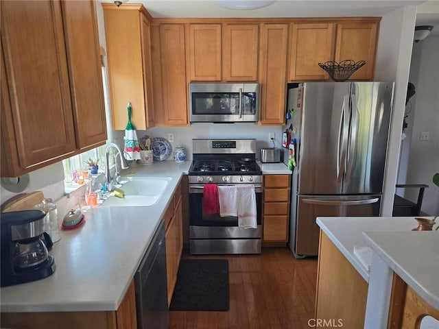 kitchen featuring a sink, appliances with stainless steel finishes, and brown cabinets