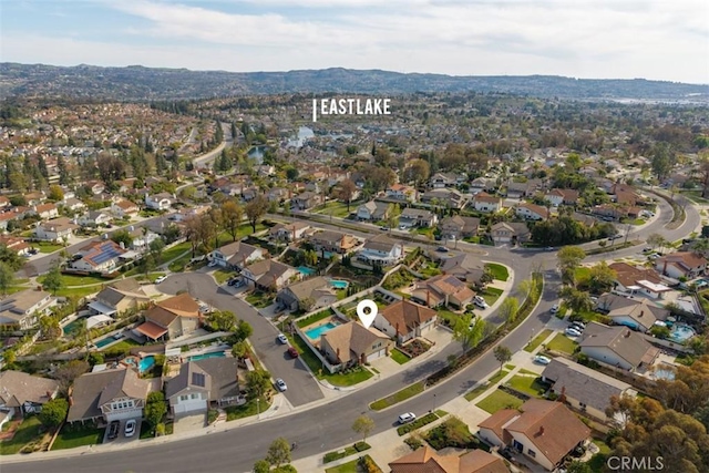 birds eye view of property with a residential view