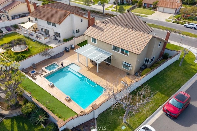 drone / aerial view with a residential view