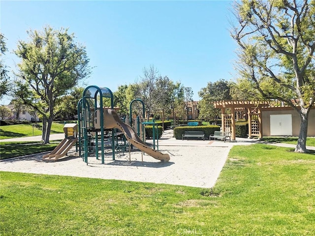 communal playground with a yard