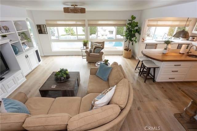 living room featuring light wood finished floors