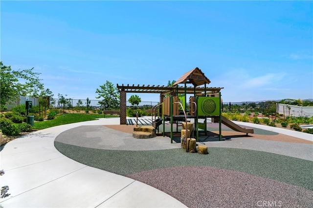 communal playground with fence