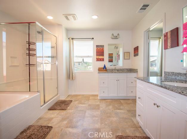 bathroom featuring a wealth of natural light, visible vents, and a sink