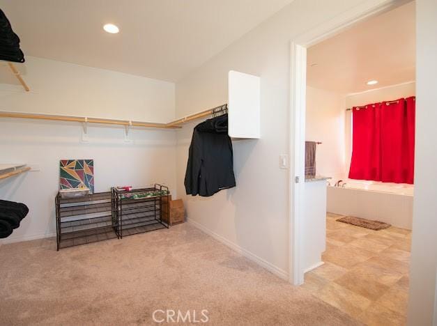 spacious closet with carpet flooring