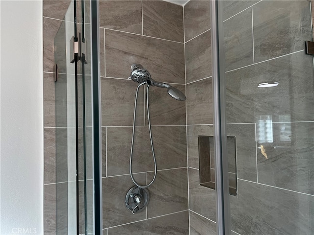 interior details with a stall shower