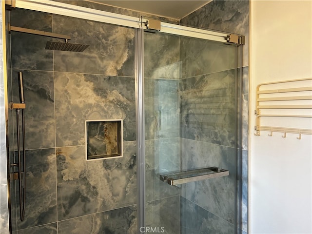 interior space with a shower stall