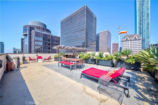 view of patio with a view of city