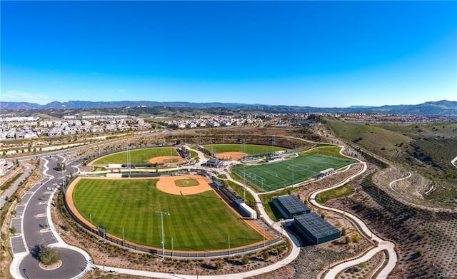 aerial view with a mountain view