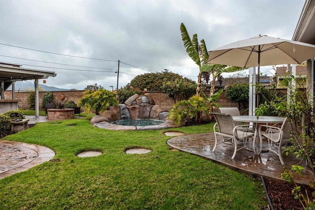 view of yard with a patio area and fence