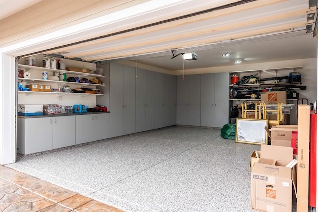 garage with a garage door opener