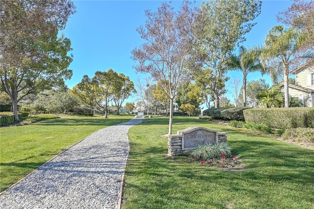 view of community featuring a yard